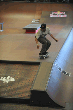 Andre Colbert with a frontside 360 into the bricks
